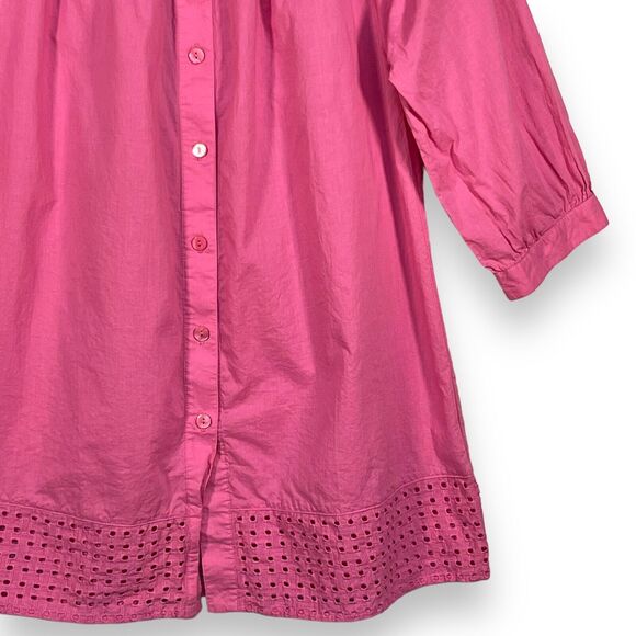 Susan Graver Tunic Blouse Women‎ Size M Pink Raglan 3/4 Sleeve Button-Front - Picture 8 of 13